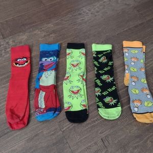 Muppets themed socks. Size 9-12. 5 pairs.
